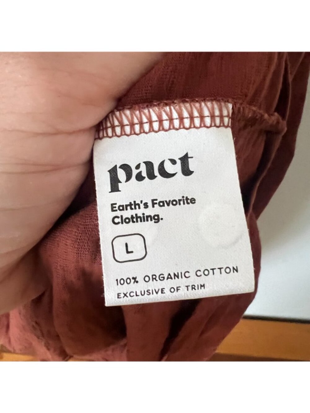 Pact Relaxed Slub Weekend T-Shirt Dress Mahogany Brown Women's Size Large - Picture 6 of 9